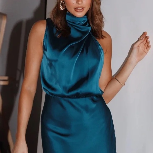 Petal and Pup Teal Halter Neck mini dress not - Picture 1 of 13